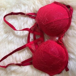 Red strappy Victoria secret bra